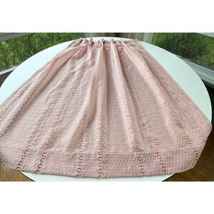 Vintage 70s pleated curtain, dusty rose, blush pink, mesh net panel